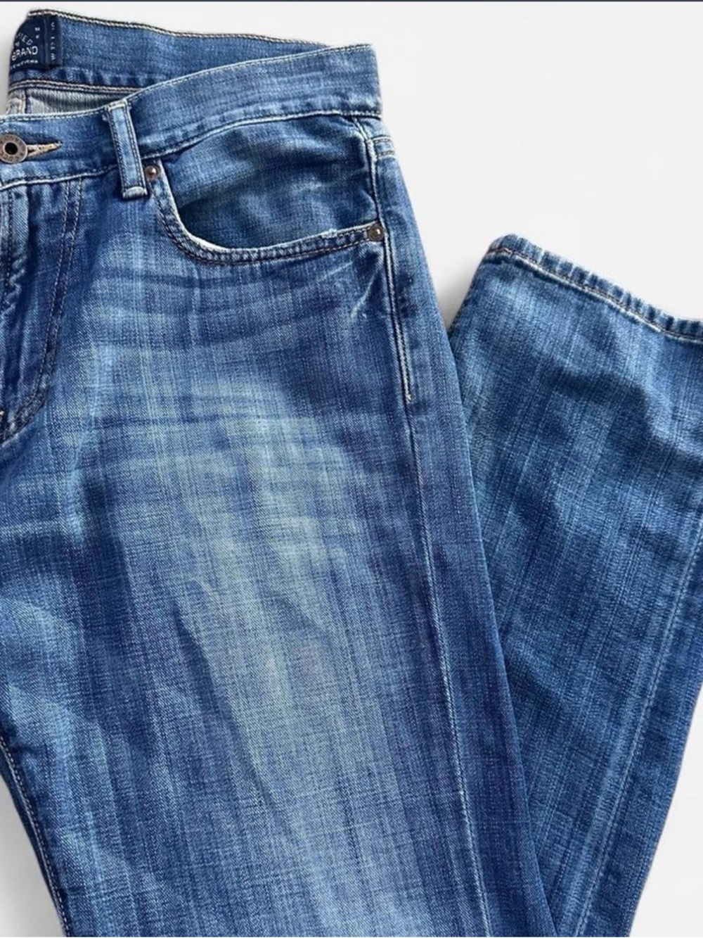 Lucky Brand Blue Denim Jeans with Brown Leather Patch